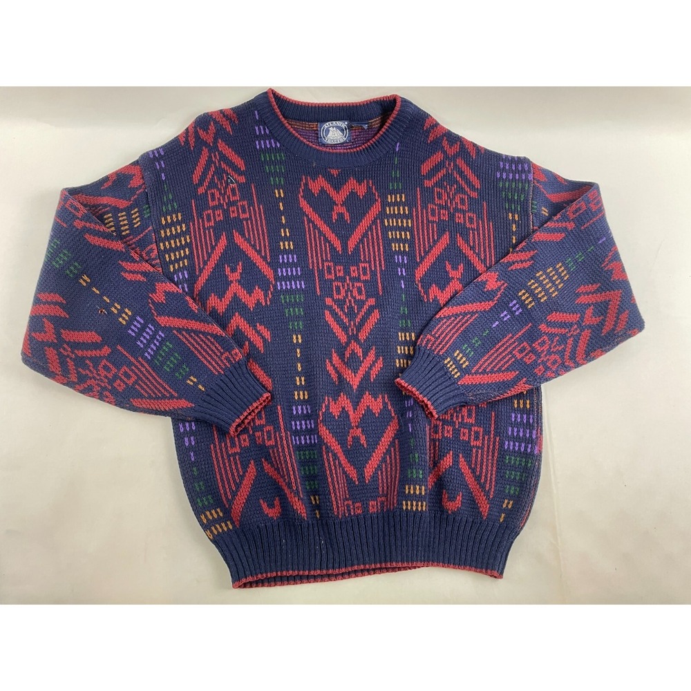 Atlantic Traders Sweater, Men's Size Large, Blue Maroon Vintage, Pullover